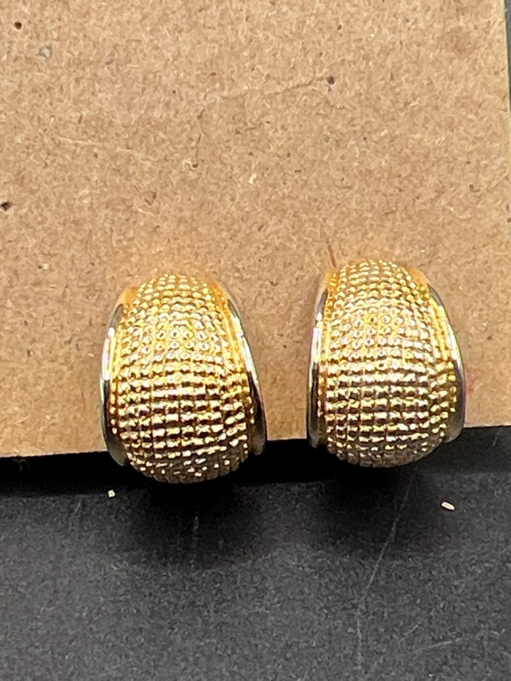 Gold-Tone Textured Dome Hoop Earrings